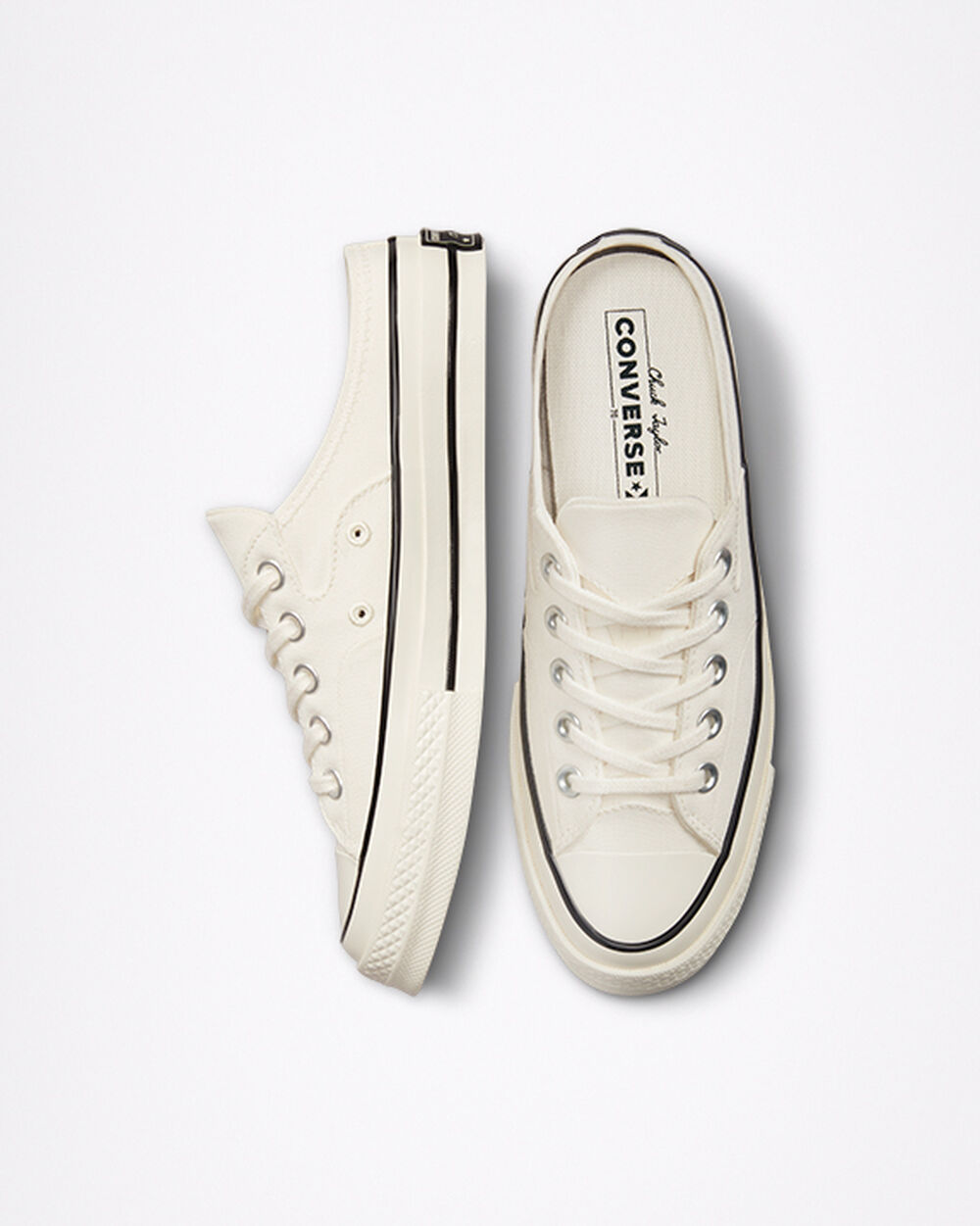 Mule Converse Chuck 70 Mujer Blancas Negras | Argentina-358017