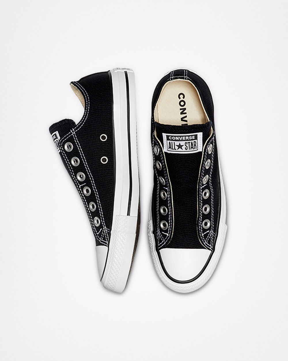 Slip On Converse Chuck Taylor All Star Mujer Negras Blancas Negras | Argentina-581237